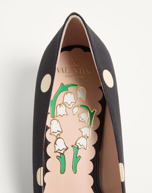Valentino Garavani - Bowow Pump In Moiré Plus De Pois Fabric 45mm - Black/butter - Woman - Pumps