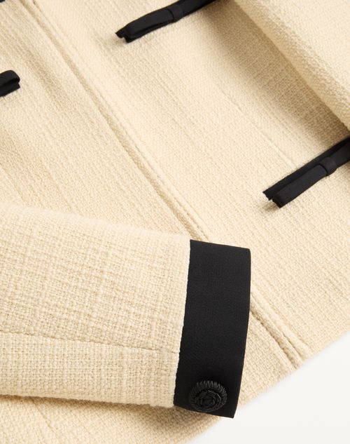 Valentino - Plain Wool Tweed Jacket - Almond/black - Woman - Jackets And Blazers