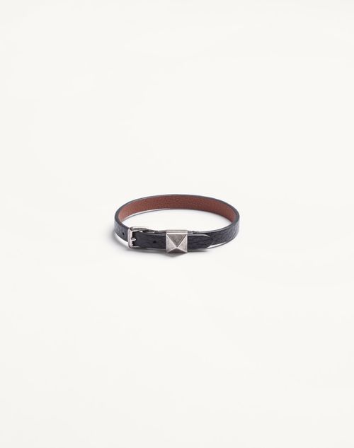 Valentino Garavani - Pulsera Rockstud De Cuero De Valentino - Negro - Hombre - Joyas