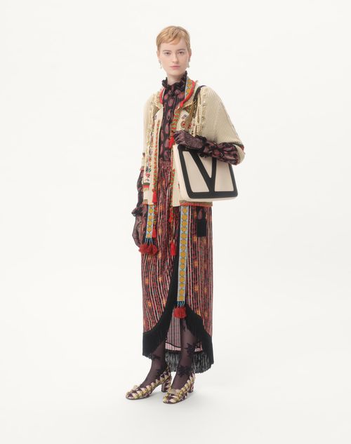 Valentino - Lamé Midi Skirt With Apres L'hiver Print - Multicolour - Woman - Skirts