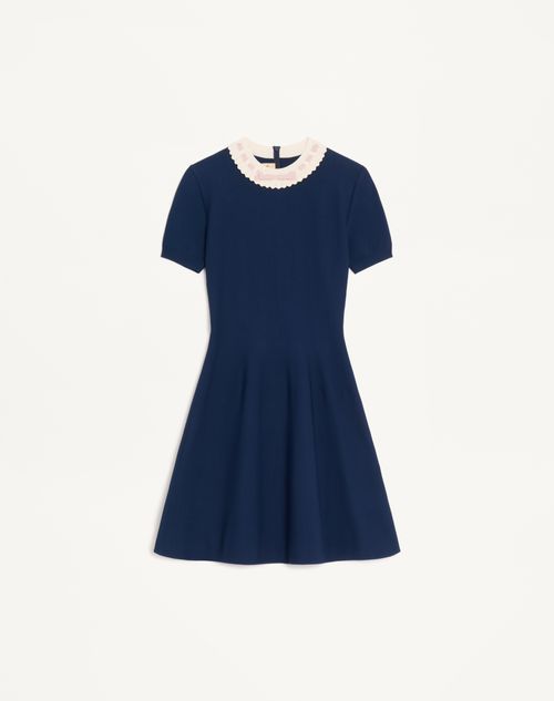 Valentino - Robe En Maille - Bleu Marine/bouleau - Femme - Robes