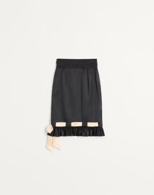 Valentino - Gonna Midi In Double Satin - Nero/betulla - Donna - Gonne
