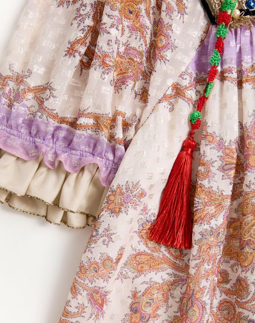 Valentino - Georgette Lurex Dress With Voyage Imaginaire Print - Multicolor - Woman - Dresses