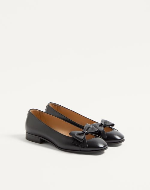 Valentino Garavani - Bowow Kidskin Ballerina - Black - Man - Loafers And Driver