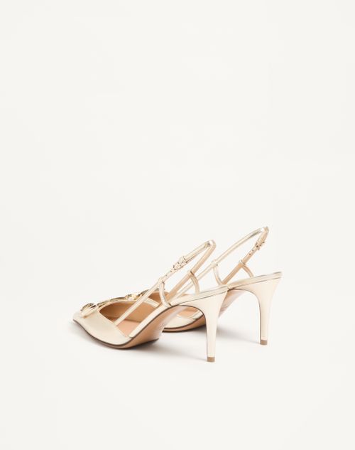 Valentino Garavani - Vlogo Glow Laminated Nappa Slingback Pump 80 Mm / 3.15 In. - Platinum - Woman - Pumps And Slingbacks