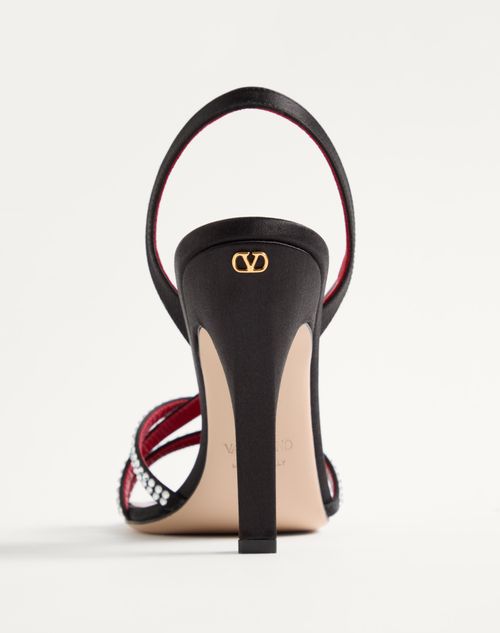 Valentino Garavani - Dans Le Foyer Satin Sandal With Crystals 105mm - Black - Woman - Sandals
