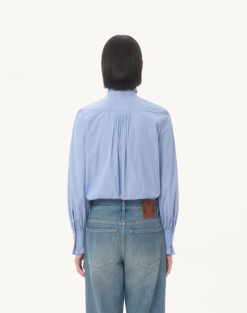 Valentino - Classic Stripe Popeline Shirt - Iris Liliac - Woman - Shirts And Tops