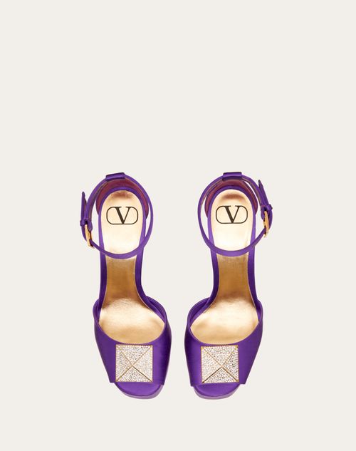 Valentino Garavani - ワンスタッズ X クリスタル オープントゥ サテン プラットフォームパンプス 120mm - エレクトリックバイオレット/クリスタル - ウィメンズ - パンプス