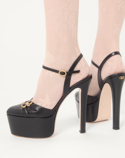 Valentino Garavani - Crasher Platform Pumps In Kidskin 145mm - Black - Woman - Pumps