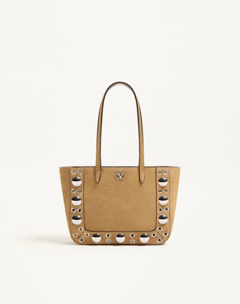 Valentino Garavani Women's Havana Beige Nellcôte Mini Suede Shopping Bag Woman Uni