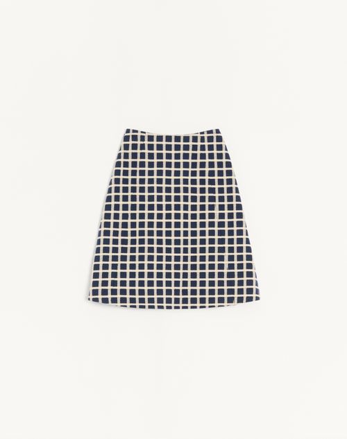 Valentino - Wool Skirt With Windowpane Check Pattern - Blue - Woman - Skirts