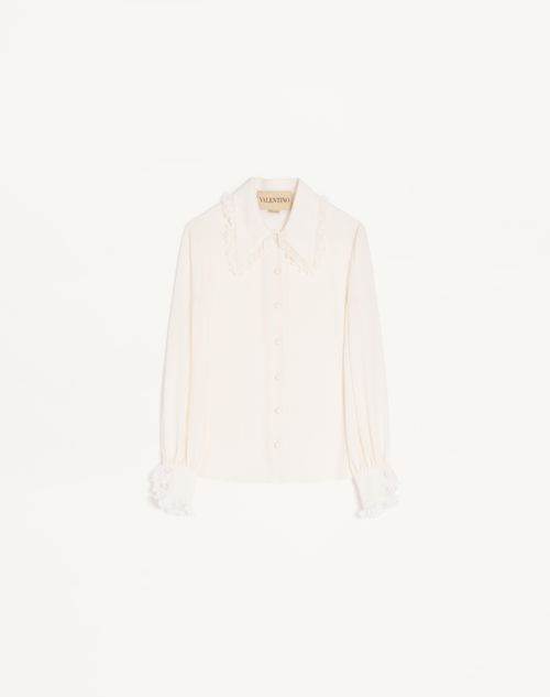 Valentino Camicia In Crepe De Chine Donna Avorio 48