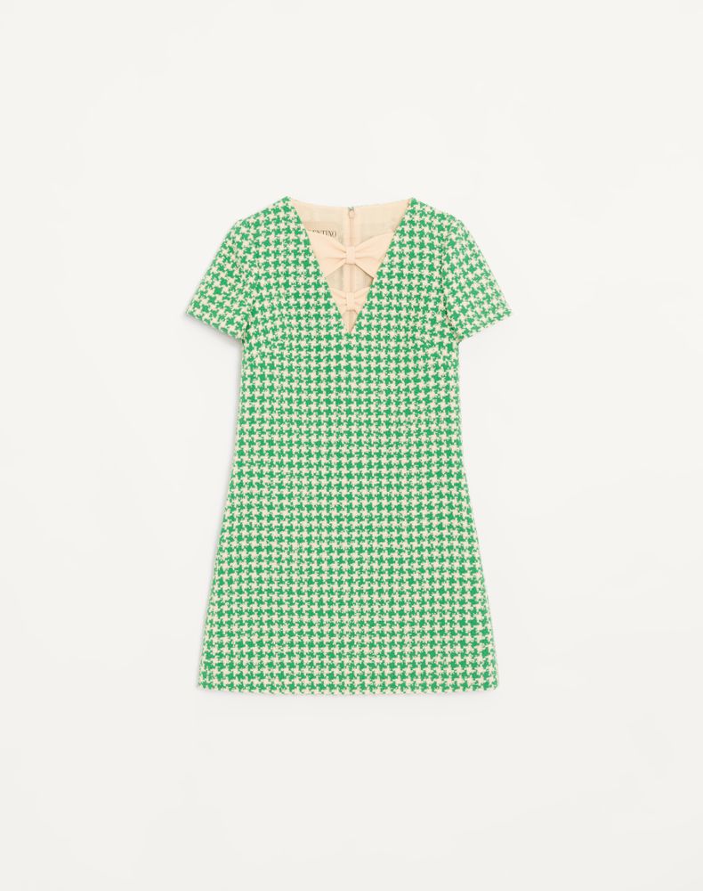 Valentino Women's Green/Birch Short Houndstooth Tweed Dress Woman 50