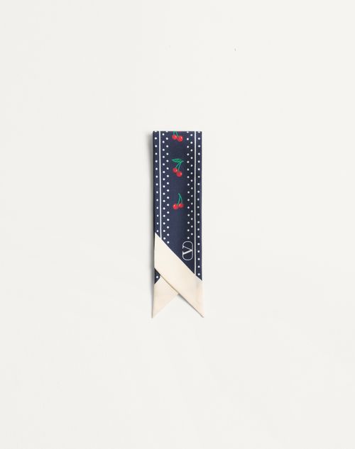 Valentino Garavani - Cherryfic Silk Bandeau Scarf - Blue/red - Woman - Soft Accessories