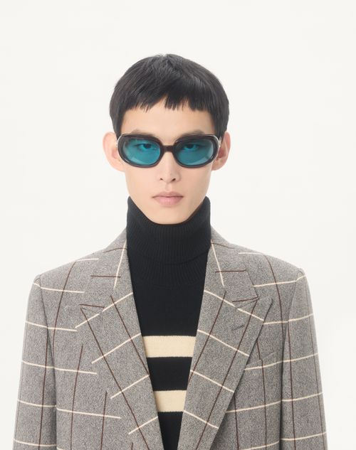 Valentino - Valentino High-neck Wool Sweater With Vlogo Embroidery - Black/butter - Man - Knitwear