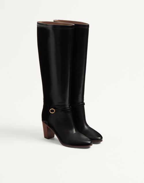 Valentino Garavani - Pattie Calfskin Boot 75mm - Black - Woman - Boots