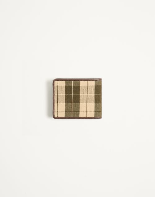 Valentino Garavani - Vlogo Signature Wallet In Checked Fabric - Green/beige - Man - Wallets And Small Leather Goods
