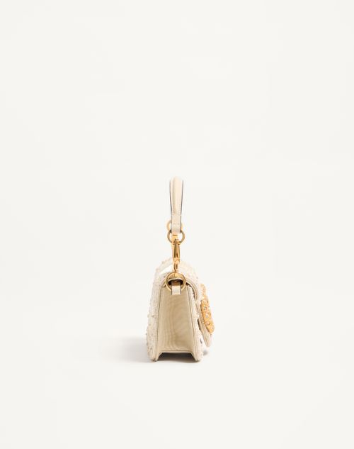 Valentino Garavani - Valentino Garavani Locò Small Embroidered Shoulder Bag With Jewel Logo - Butter - Woman - Shoulder Bags