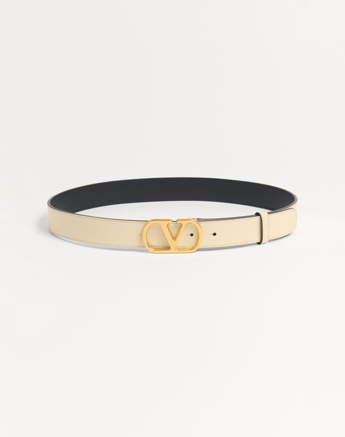 Valentino Garavani Vlogo Signature Belt In Shiny Calfskin 30 Mm Woman Ivory 070 In Ivory
