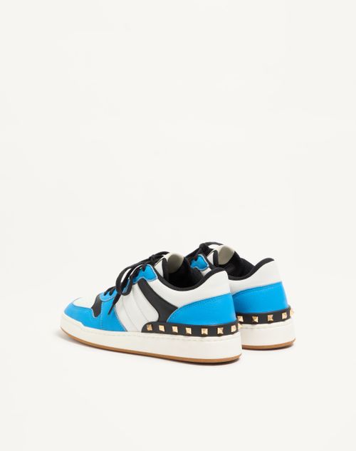 Valentino Garavani - Freedots Two-tone Sneaker In Kidskin And Nappa Calfskin With Studs Detail - Azure/multicolour - Man - Trainers