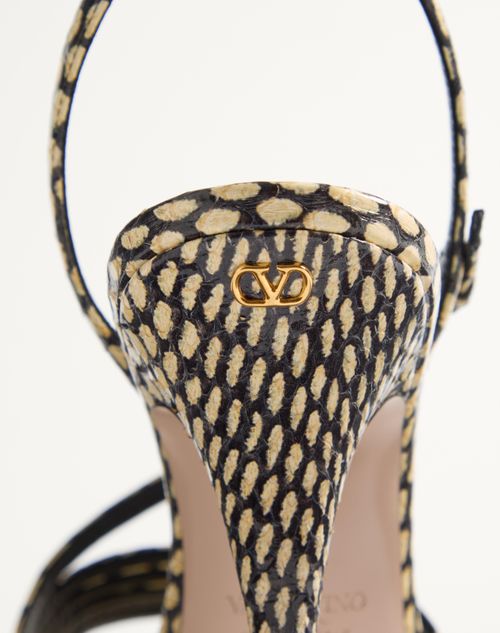 Valentino Garavani - Nodine Elaphe Sandal 100mm - Ivory/black - Woman - Sandals