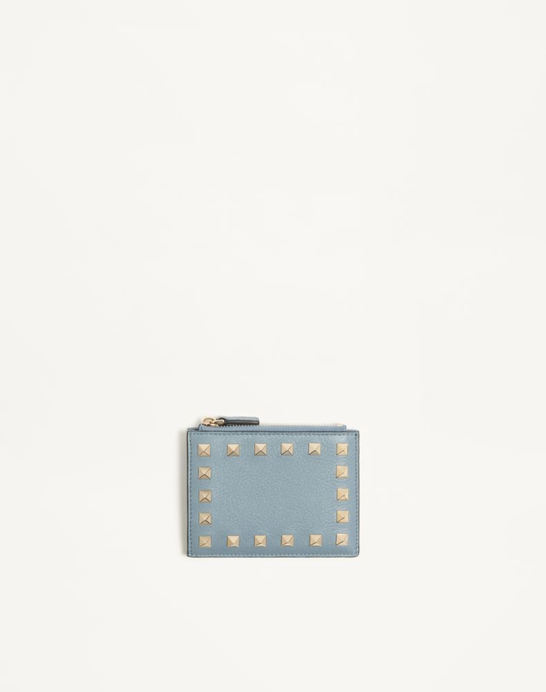 Valentino Garavani Women's Stone Rockstud Grainy Calfskin Cardholder With Zip Woman Uni