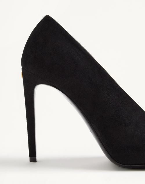 Valentino Garavani - Open Toe Révélé Suede Pumps 105mm - Black - Woman - Pumps