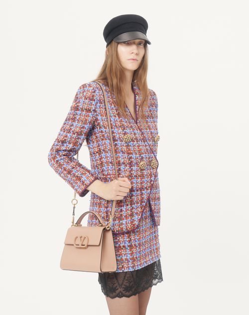Valentino Garavani - Valentino Garavani Vsling Small Handbag In Grainy Calfskin - Rose Cannelle - Woman - Top Handle Bags