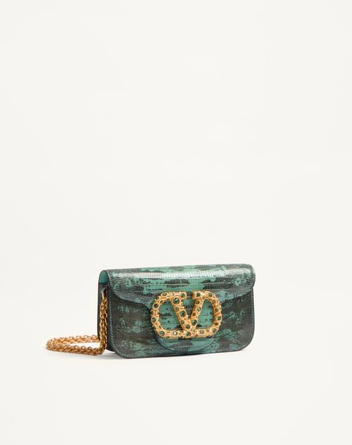 Valentino Garavani - Valentino Garavani Locò Small Shoulder Bag In Tejus With Jewel Logo - Ice Green/erinite - Woman - Shoulder Bags