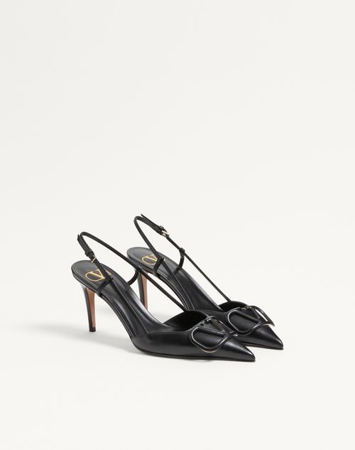 Valentino Garavani - Vlogo Signature Calfskin Slingback Pump 80 Mm / 3.15 In. - Black - Woman - Shoes