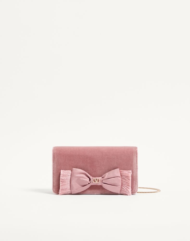 Valentino Garavani Vlogo Signature Mini-schultertasche Aus Samt Frau Rosa Uni