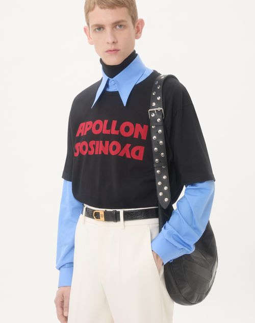 Valentino - Valentino Cotton T-shirt With Apollon/dyonisos Print - Black/red - Man - Tshirts And Sweatshirts