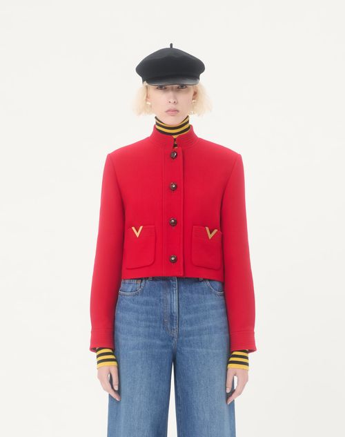 Valentino - Drill Double Caban - Red - Woman - Jackets And Blazers