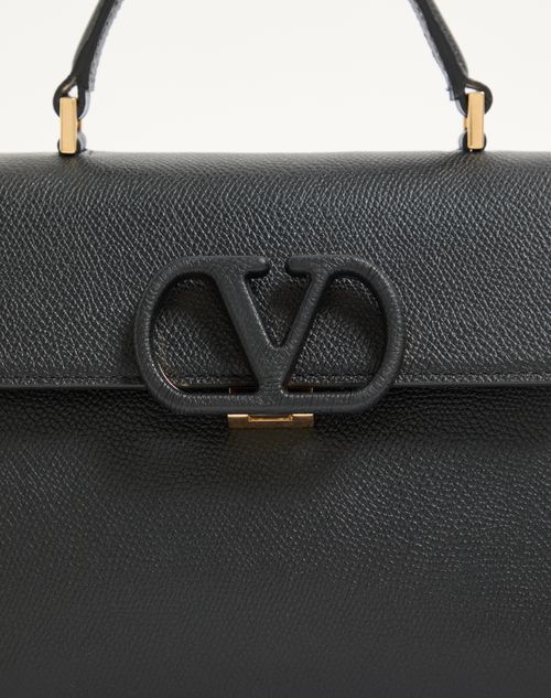 Valentino Garavani - Valentino Garavani Vsling Small Handbag In Grainy Calfskin - Black - Woman - Top Handle Bags