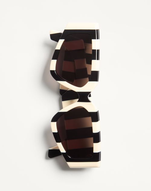 Valentino - Geometric Acetate Eyewear - Ivory/black/grey - Woman - Eyewear