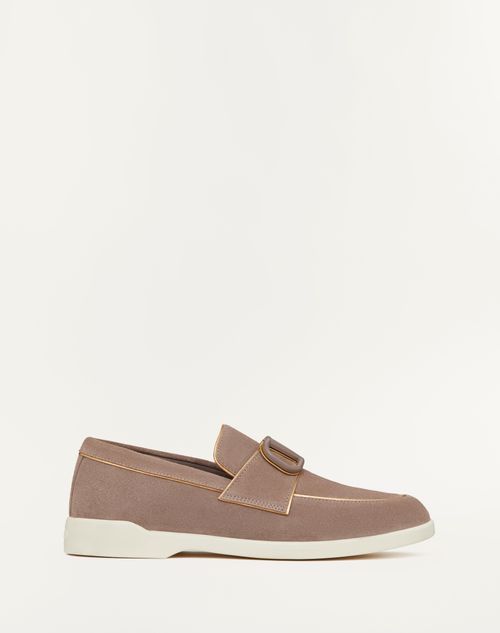 Shop Valentino Garavani Leisure Flows Split Leather Loafer Woman Clay/antique Brass 41