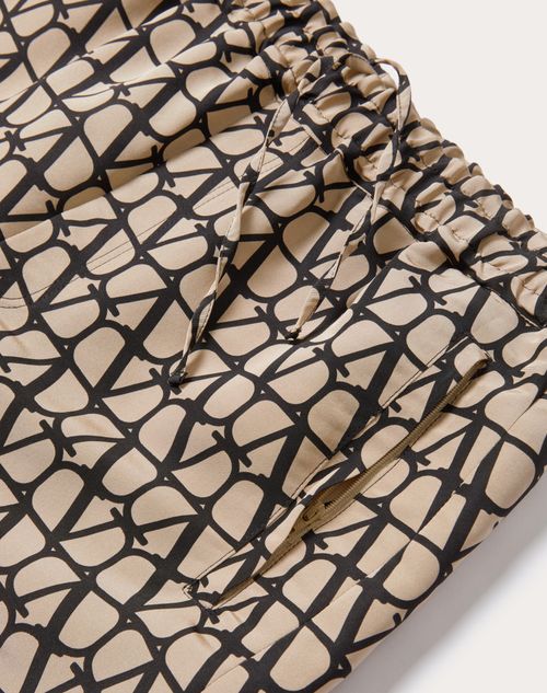 Valentino - All-over Toile Iconographe Print Silk Faille Bermuda Shorts - Beige/black - Man - Pants And Shorts