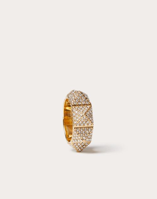 Valentino Garavani Rockstud Ring With Swarovski® Crystals In Gold