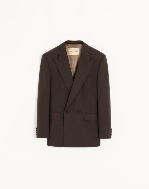 Valentino - Valentino Double-breasted Jacket In Light Double Wool - Dark Brown - Man - Coats And Blazers