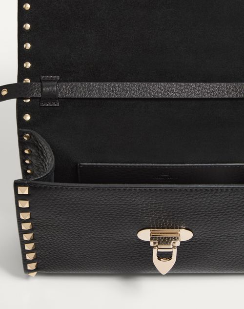 Valentino Garavani - Small Rockstud Grainy Calfskin Crossbody Bag - Black - Woman - Bags