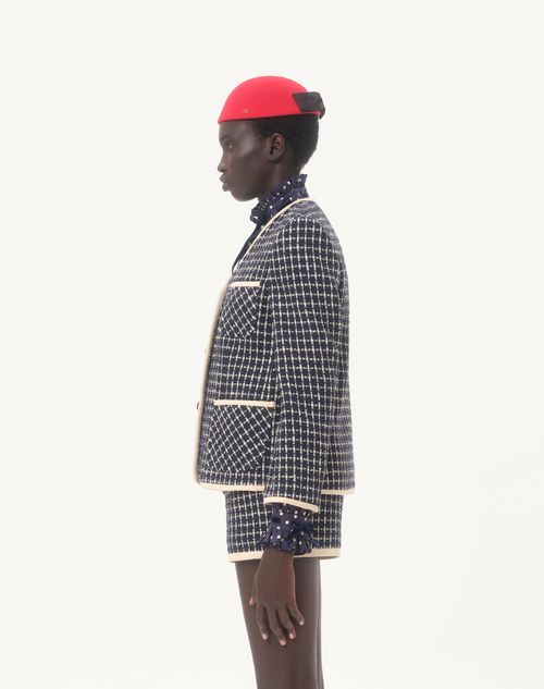 Valentino - Bouclé Jacket - Navy/ivory - Woman - Jackets And Blazers