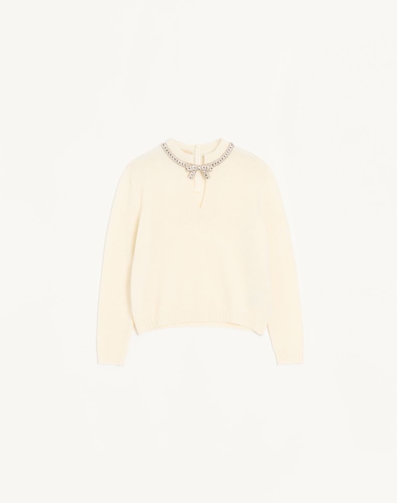Valentino Women's Ivory Embroidered Wool Jumper Woman Xs