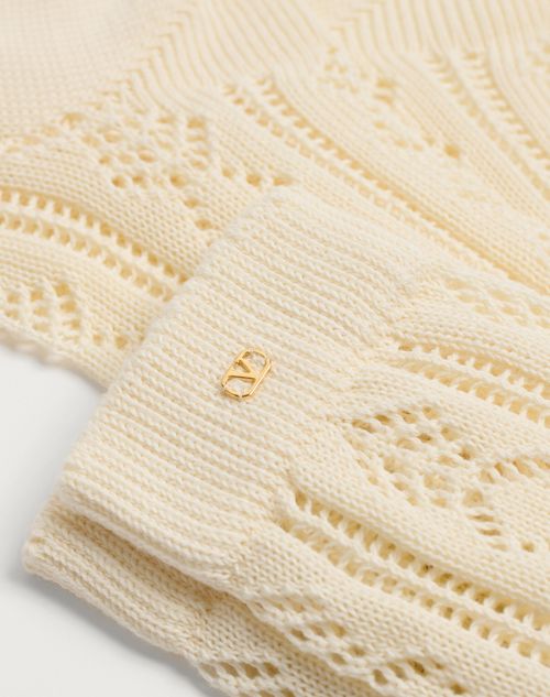 Valentino - Perforated Cotton Socks With Vlogo - Cream - Man - Soft Accessories