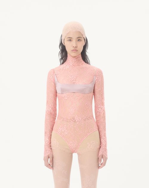 Valentino - Floral Lace Body - Peach Rose - Woman - Shirts And Tops