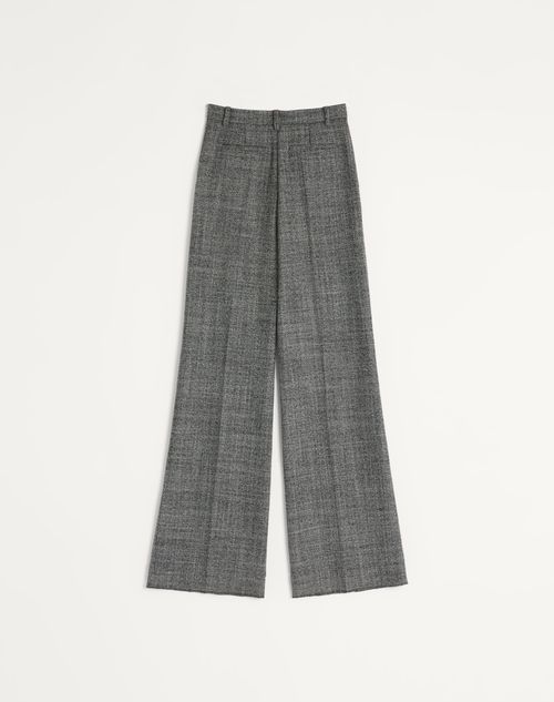 Valentino - Wool Mouliné Trousers - White/ Black - Woman - Trousers And Shorts