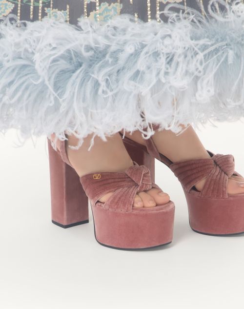 Valentino Garavani - Crasher Velvet Platform Sandal 125mm - Lip - Woman - Sandals