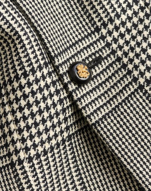 Valentino - Single-breasted Wool Jacket With Check Pattern On Houndstooth - Ivory/black - Man - Coats And Blazers