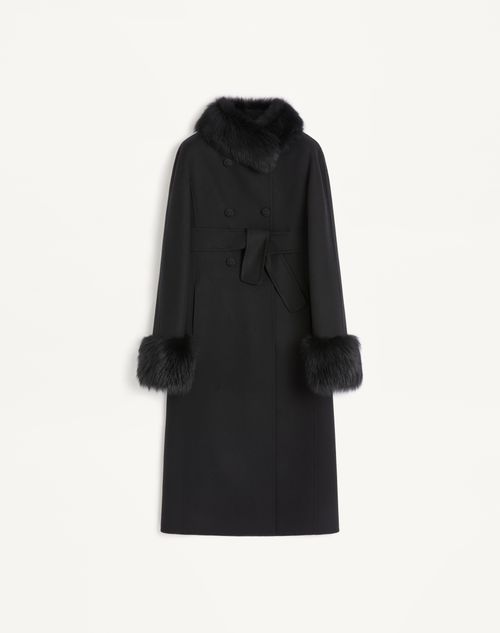 Valentino - Compact Drap Coat - Black - Woman - Coats And Outerwear