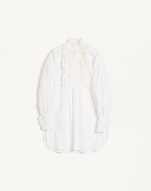 Valentino - Short Dress In Cotton And Linen - White - Woman - Dresses