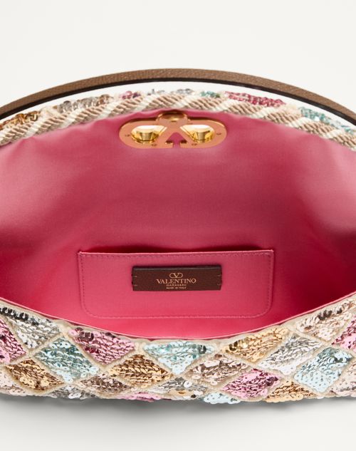 Valentino Garavani - Valentino Garavani Devain Small Shoulder Bag With Rhombelle Embroidery. - Multicolour - Woman - Shoulder Bags